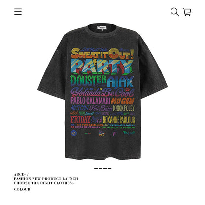 American vintage street T-shirt pure cotton men's and women's summer loose