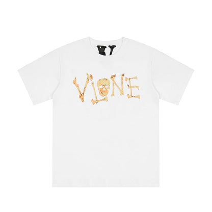 Asap Rocky T Shirts VLONE ASAP ROCKY Halloween Skull Bone Print Loose Short Sleeve T-Shirt
