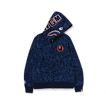 Bathing Ape Hoodie Autumn/Winter Camouflage Shark Hooded Cardigan Sweater Jacket
