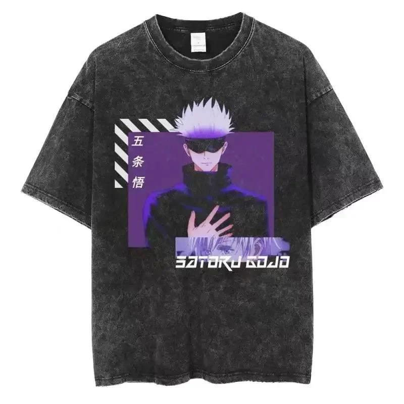 2024Japan Anime Print Oversize Cotton Mens Vintage TShirt