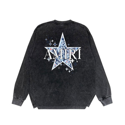 Amiri Long-Sleeve Shirt Vintage Washed and Worn Vintage Long Sleeve T-shirt