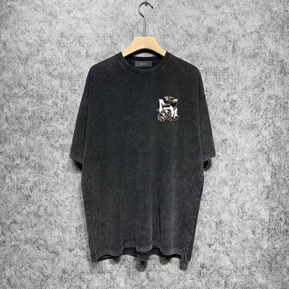Amiri T-shirt Washed and Worn Retro Short Sleeve T-shirt