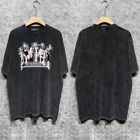 Amiri T-shirt Washed and Worn Retro Short Sleeve T-shirt