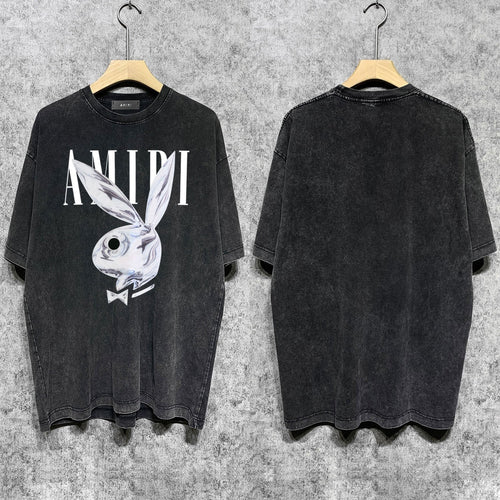 Amiri T-shirt Washed and Worn Retro Short Sleeve T-shirt