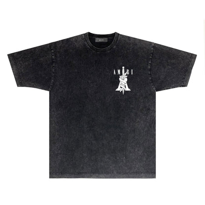 Amiri T-shirt Washed and Worn Retro Short Sleeve T-shirt