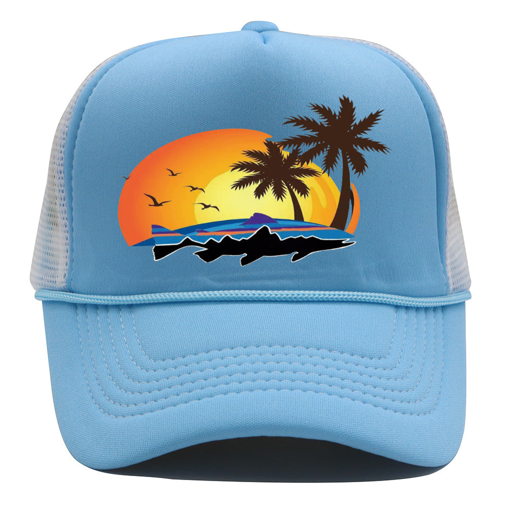 Bass Pro Shops Hat Summer Outdoor Surfing Shade Baseball Cap Sunscreen Printed Fishing Net Cap