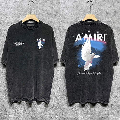 Amiri T-shirt Washed and Worn Retro Short Sleeve T-shirt