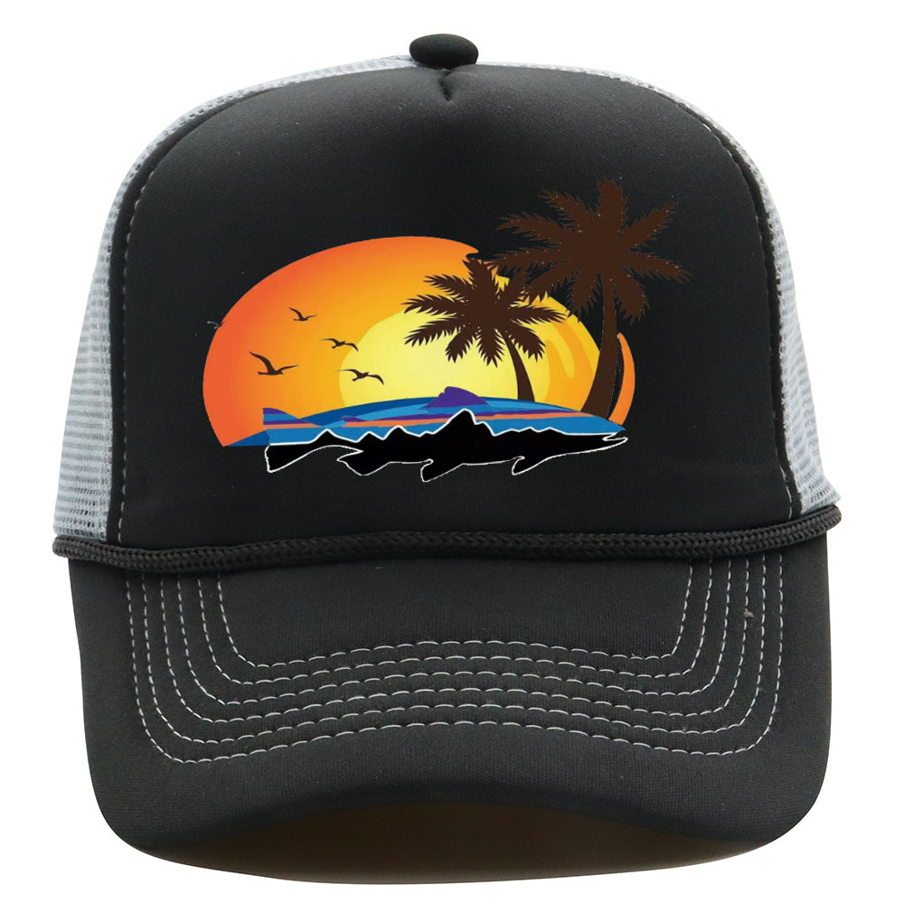 Bass Pro Shops Hat Summer Outdoor Surfing Shade Baseball Cap Sunscreen Printed Fishing Net Cap
