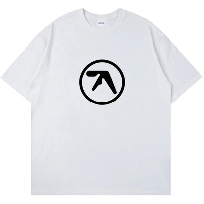 Aphex Twin Clothing  Punk Aphex Twin Print T-Shirt Oversize Hip Hop Men's Setwear