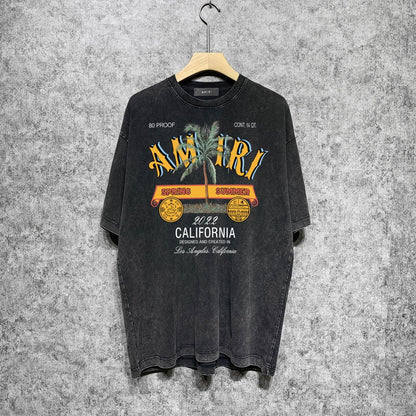 Amiri T-shirt Washed and Worn Retro Short Sleeve T-shirt