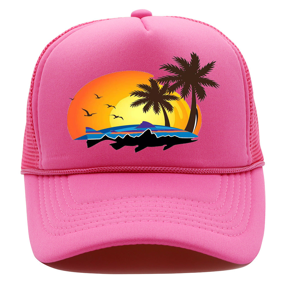 Bass Pro Shops Hat Summer Outdoor Surfing Baseball Cap Printed Fishing Net Cap