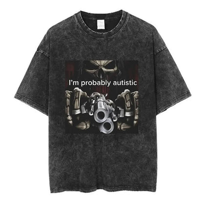 Autism Skeleton Meme T Shirt Funny Skull Men Women Fashion