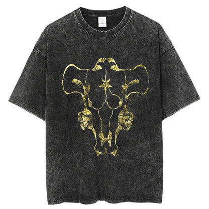 Anime printing, washed Japanese retro t-shirt short-sleeved men