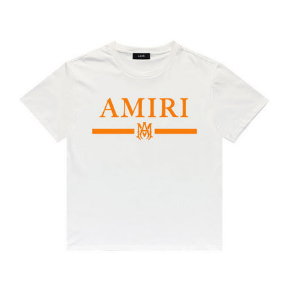 Amiri T Shirt Gold Cup Letter Printed Round Neck