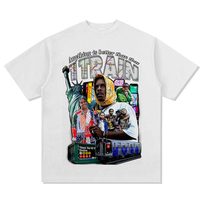 Asap Rocky T Shirts A $AP ASAP ROCKY Loose Print Short Sleeve T-Shirt Men's and Women's