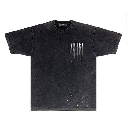 Amiri T-shirt Washed and Worn Retro Short Sleeve T-shirt