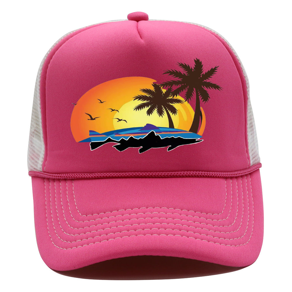 Bass Pro Shops Hat Summer Outdoor Surfing Shade Baseball Cap Sunscreen Printed Fishing Net Cap