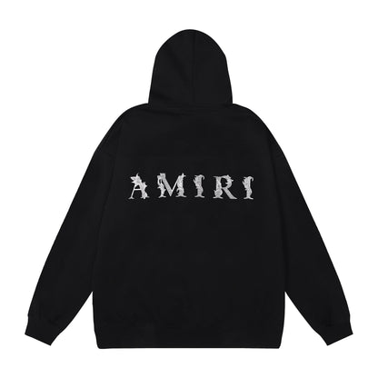 Amiri Hoodie OW Seagrass Alphabet Print Hooded Sweater Men and Women
