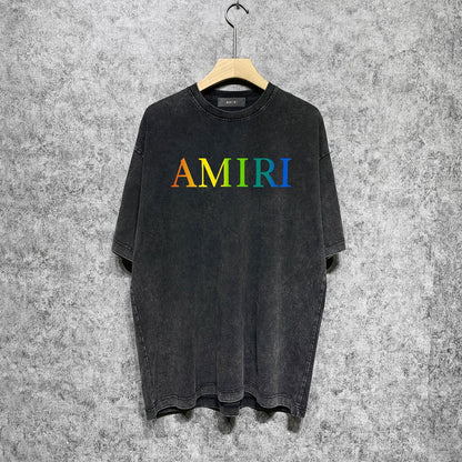 Amiri T Shirts Washed and Worn Retro Short Sleeve T-shirt