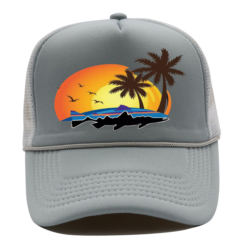 Bass Pro Shops Hat Summer Outdoor Surfing Shade Baseball Cap Sunscreen Printed Fishing Net Cap