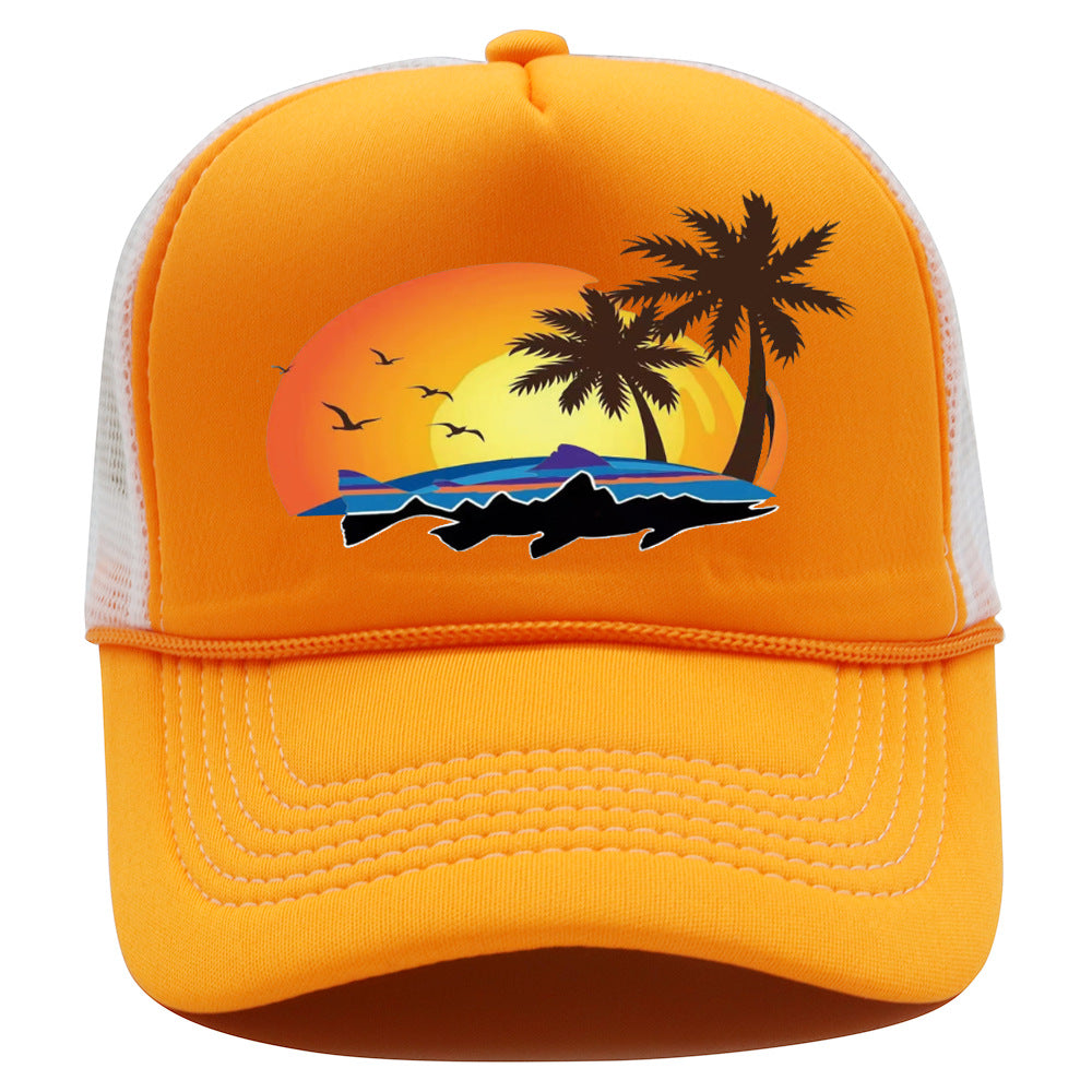 Bass Pro Shops Hat Summer Outdoor Surfing Shade Baseball Cap Sunscreen Printed Fishing Net Cap