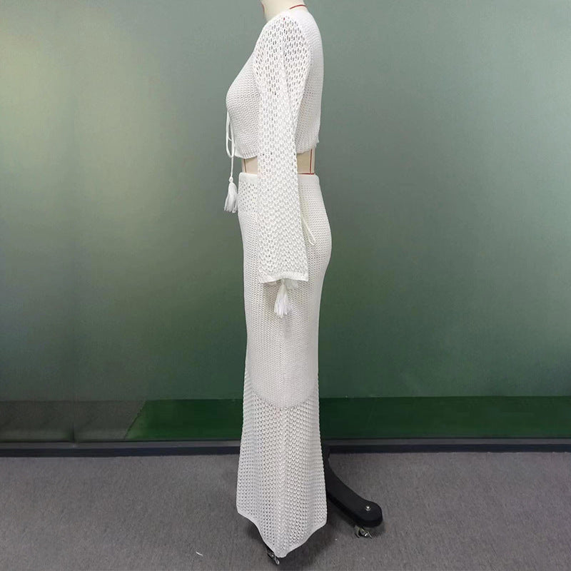 Beach Sweater Dress Summer Sexy Knitted Hollow Suit