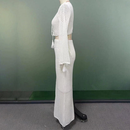 Beach Sweater Dress Summer Sexy Knitted Hollow Suit