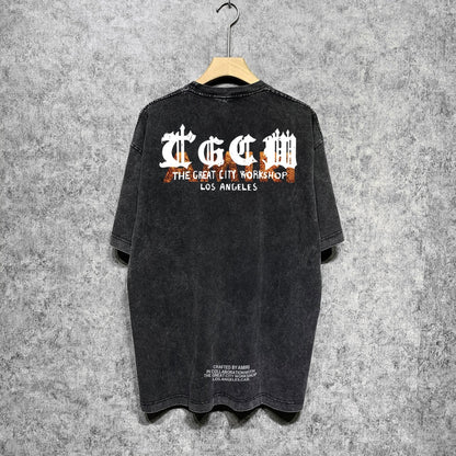 Amiri T-shirt Washed and Worn Retro Short Sleeve T-shirt