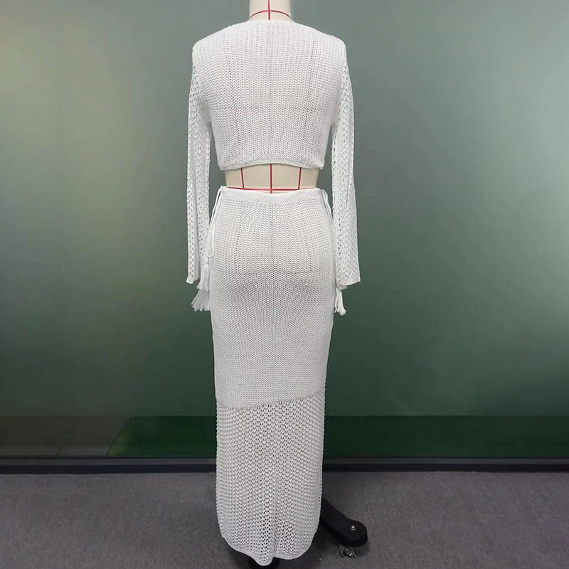 Beach Sweater Dress Summer Sexy Knitted Hollow Suit