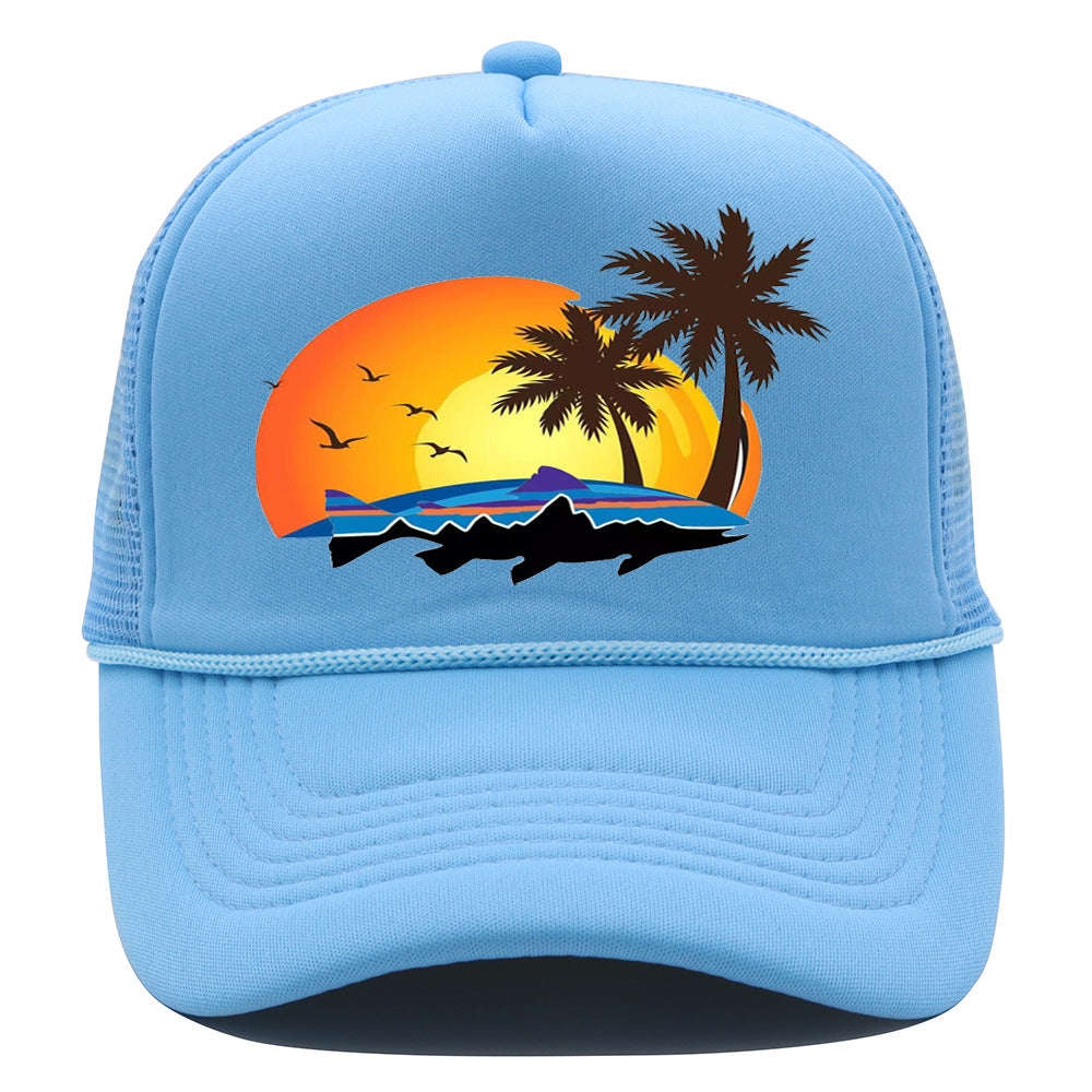 Bass Pro Shops Hat Summer Outdoor Surfing Baseball Cap Printed Fishing Net Cap