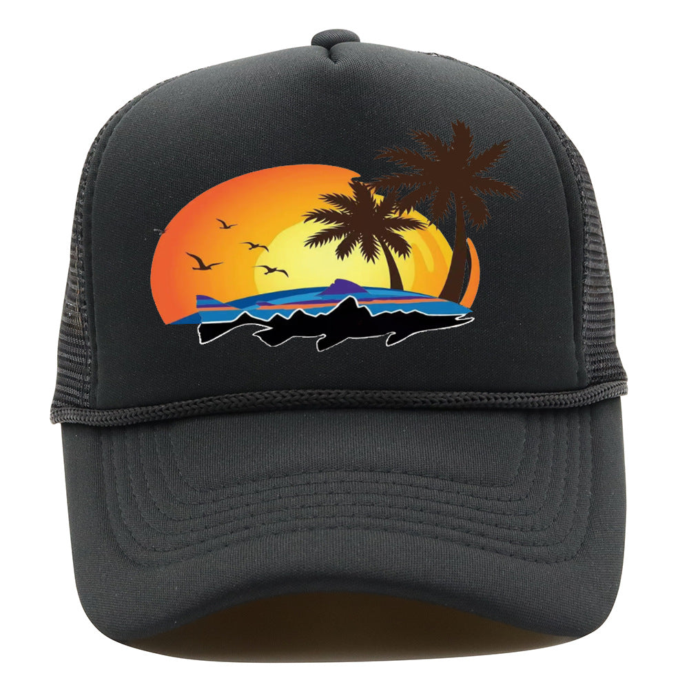 Bass Pro Shops Hat Summer Outdoor Surfing Shade Baseball Cap Sunscreen Printed Fishing Net Cap