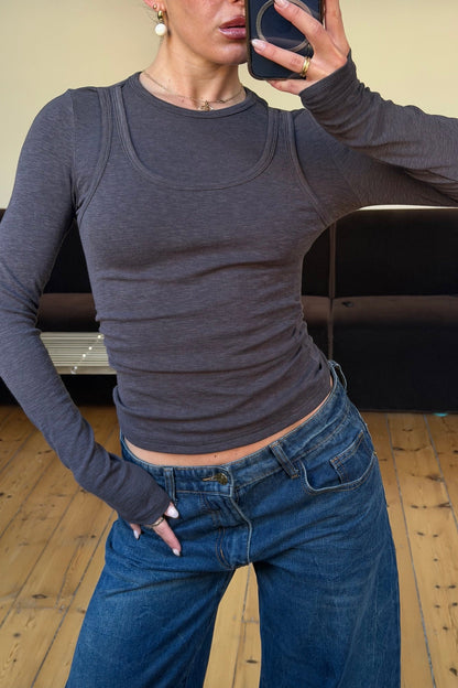 Cristina Layered Long Sleeve Dark Grey