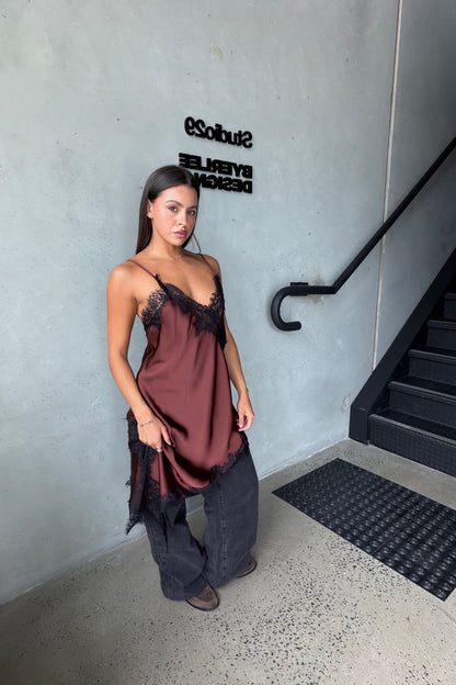 Electra Lace Dress Chocolate - FINAL SALE