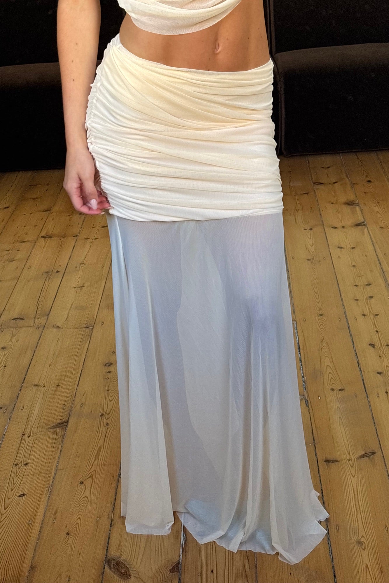 Charlize Drape Skirt Beige - FINAL SALE