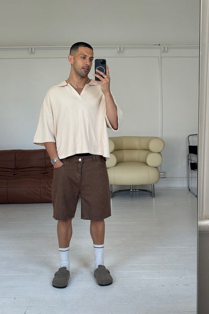 Jersey Crop Polo Sand