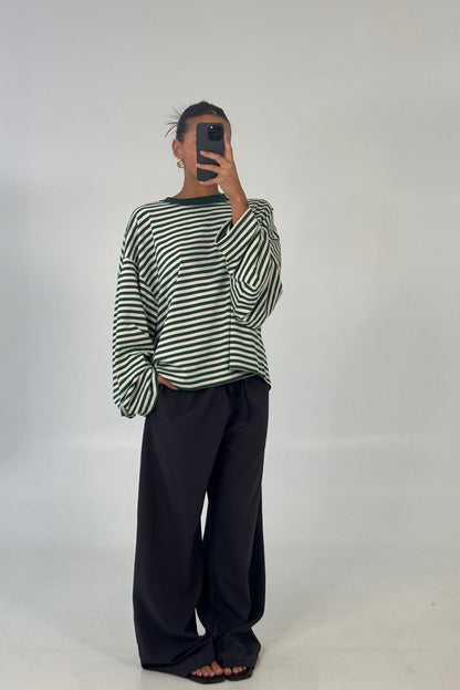Bloom Long Sleeve Moss Stripe