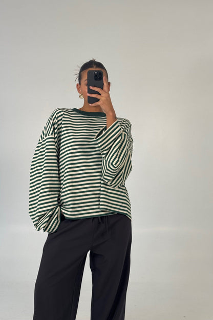 Bloom Long Sleeve Moss Stripe