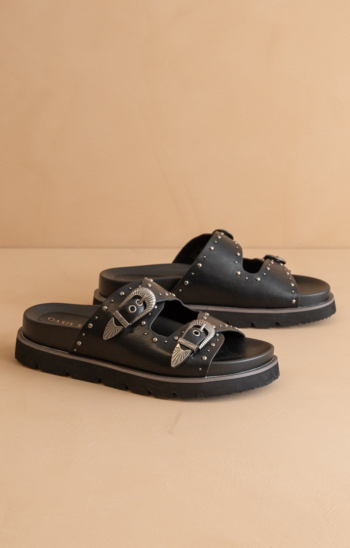 (SALE) Western Buckle Sandles (Black)