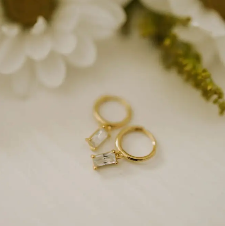 Diamond Baguette Hoop Earrings