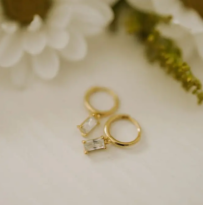 Diamond Baguette Hoop Earrings