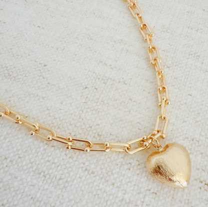 Brushed Heart Pendant Necklace