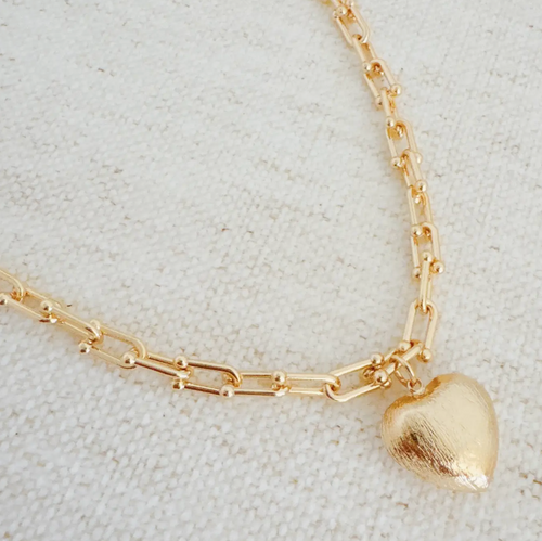 Brushed Heart Pendant Necklace