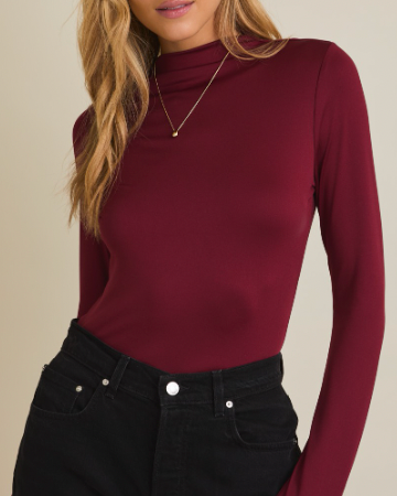 (SALE) Always Necessary Ruched Bodysuit (Cranberry)