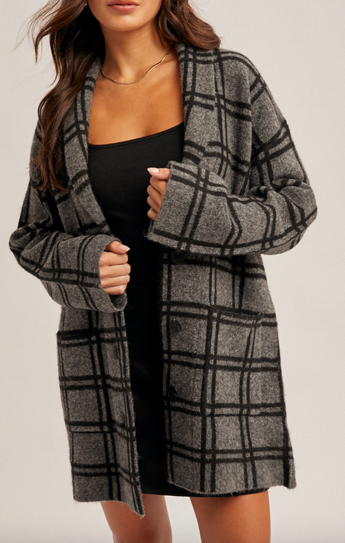 (SALE) Cozy Gal Plaid Sweater Coat
