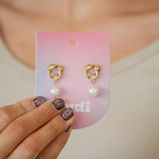 Pearl Drop Hoop Earrings