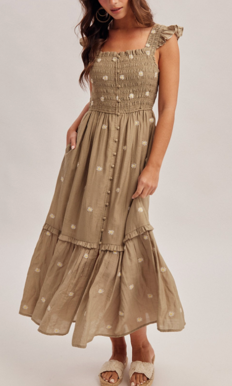 Daisy Don't Mind If I Do Dress (Olive)