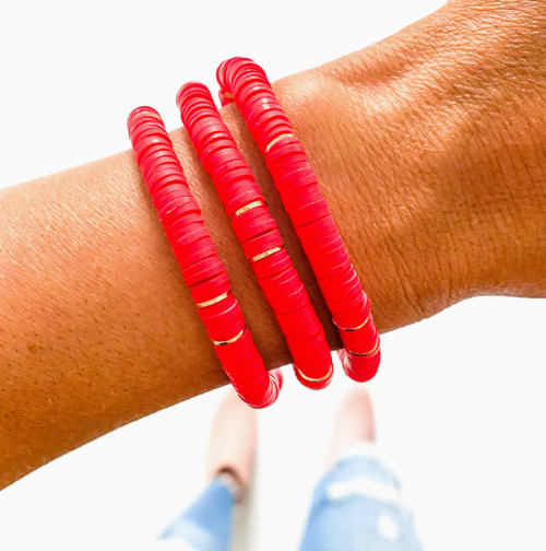 Red Heishi Bracelet