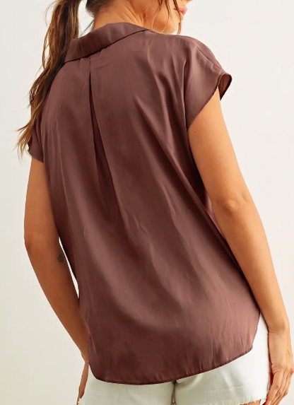 Natural Beauty Button Down Tank (Red Bean)