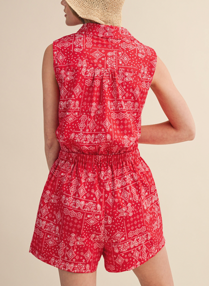(SALE) Backyard Bandana Shirt Romper
