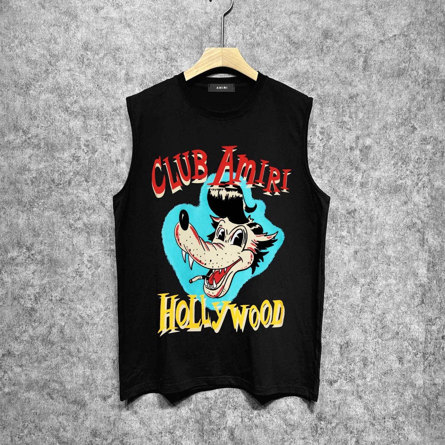 Amiri tank top smoke gray wolf print
